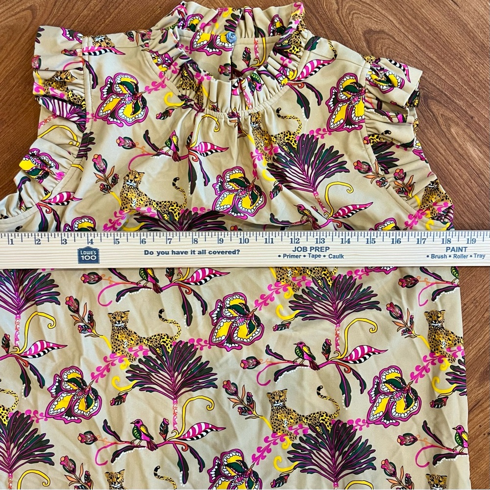 Jude Connally Beige Floral & Leopard Print Ruffle Shell - Picture 3 of 7